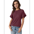 thumbnail image 1 of Womens Short Sleeve Tops Dark Red XXL, 1 of 9