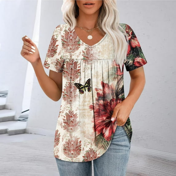 Womens Short Sleeve Tops Womens Tops Trendy Casual Big T Shirts for Women Graphic Vintage Plus Size Tops
