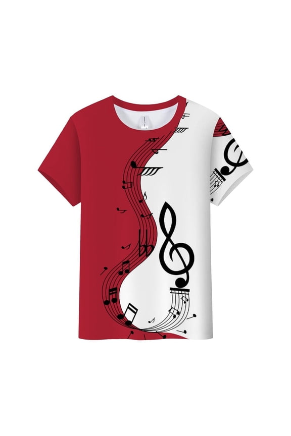 Womens Short Sleeve Tops Musical Note Print Tees T Shirt Summer Tops Short for Women
