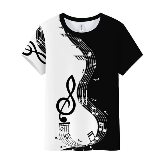 Womens Short Sleeve Tops Musical Note Print Tees T Shirt Summer Tops Short for Women