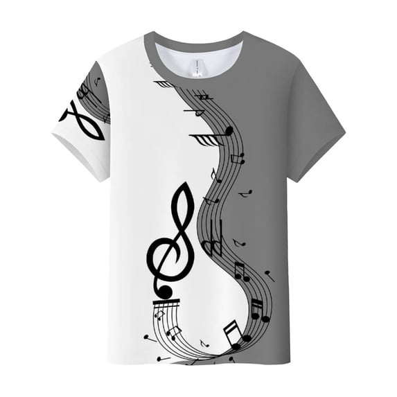 Womens Short Sleeve Tops Musical Note Print Tees T Shirt Summer Tops Short for Women