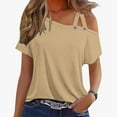 thumbnail image 1 of Womens Short Sleeve Tops One Shoulder Summer Blouses for Women 2025 One Shoulder T Shirts Women Womens Solid Color T Shirts Womens Shirts Trendy, 1 of 5