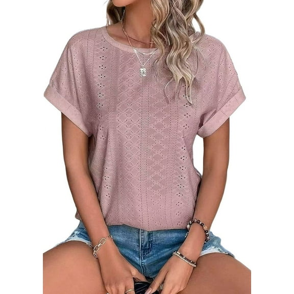Womens Short Sleeve Tops Pink S