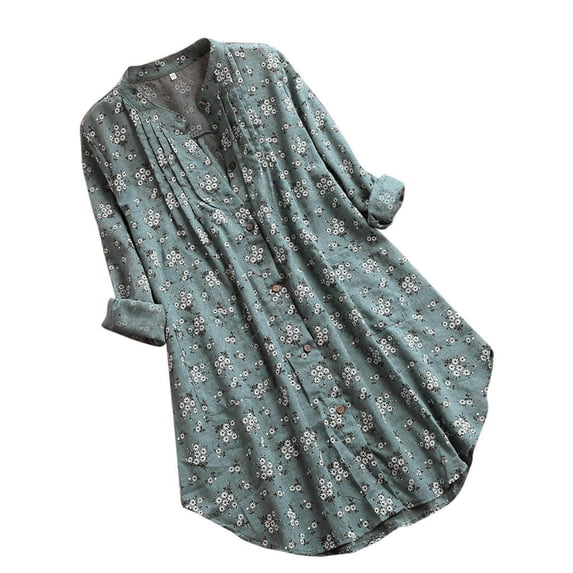 Womens Short Sleeve Tops Print Floral Long Pleated Sleeve Casual Blouse Summer Tops Short for Women