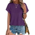 thumbnail image 1 of Womens Tops Short Sleeve Shirts Blouses for Women Dressy Casual Cap Sleeve Tops Purple S, 1 of 6