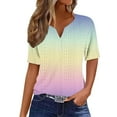 thumbnail image 1 of Diufon Womens Short Sleeve Tops Summer Casual Gradient Color Cut-outs Button V Neck Shirts Plus Size Loose Top, 1 of 6