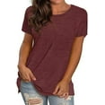 thumbnail image 1 of Womens Short Sleeve Tops Summer T Shirts Round Neck Loose Fitting Causal Fashion Basic Short Sleeve Tee Workout Yoga Tunic Blouse Tops, 1 of 4