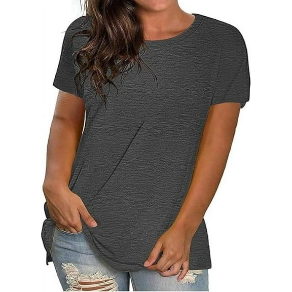 Womens Short Sleeve Tops Summer T Shirts Round Neck Loose Fitting Causal Fashion Basic Short Sleeve Tee Workout Yoga Tunic Blouse Tops