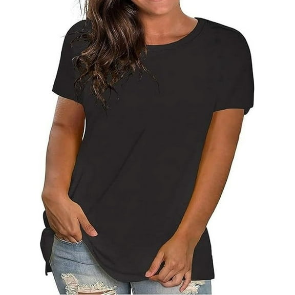 Womens Short Sleeve Tops Summer T Shirts Round Neck Loose Fitting Causal Fashion Basic Short Sleeve Tee Workout Yoga Tunic Blouse Tops