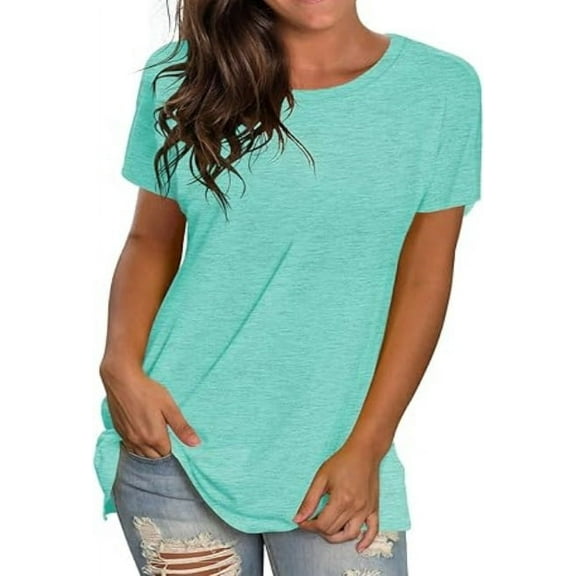 Womens Short Sleeve Tops Summer T Shirts Round Neck Loose Fitting Causal Fashion Basic Short Sleeve Tee Workout Yoga Tunic Blouse Tops