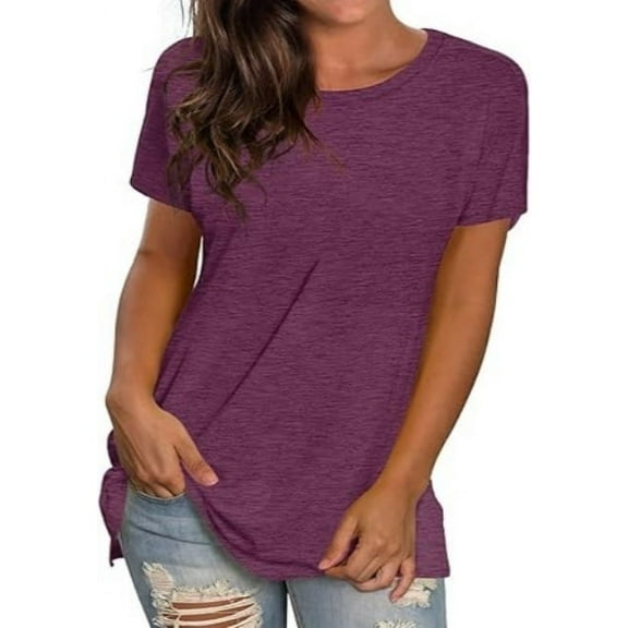 Womens Short Sleeve Tops Summer T Shirts Round Neck Loose Fitting Causal Fashion Basic Short Sleeve Tee Workout Yoga Tunic Blouse Tops