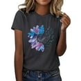 thumbnail image 1 of Womens Short Sleeve Tops Sunflower Print Loose Plus Size Short Sleeve Graphic Casual Tees Summer Tops Short for Women, 1 of 4