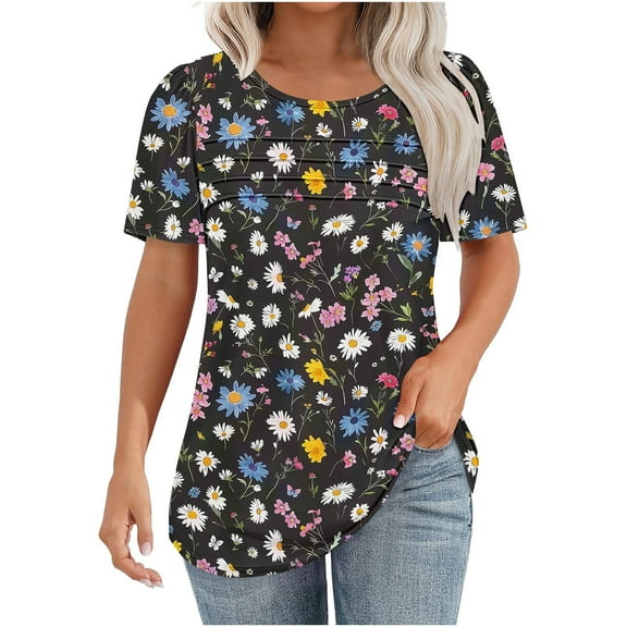 Womens Short Sleeve Tops Trendy Dressy Womens Tops Beach Shirts for Women Summer Women T Shirts