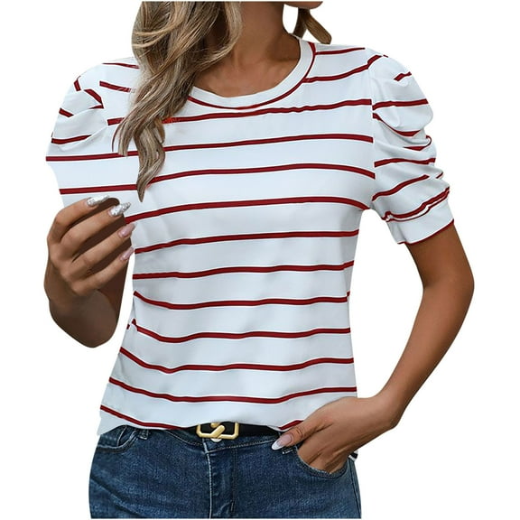Womens Short Sleeve Tops Trendy T Shirts Ladies Striped Tee Shirt Plus Size Shirts My Order