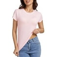 thumbnail image 1 of Womens Short Sleeve Tops, Women's Crewneck Slim Fitted Short Sleeve T-Shirt Stretchy Bodycon Basic Tee Tops, 1 of 3