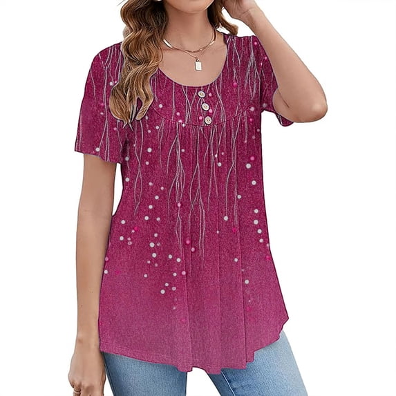 Everyday Short Sleeve Tops for Women Loose Fit Summer Trendy Blouse