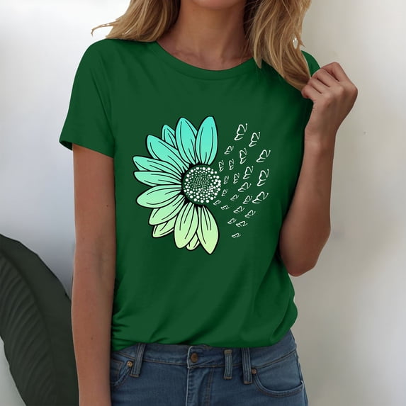 Basic T Shirts for Women Everyday Casual Loose Fit Summer Short Sleeve
