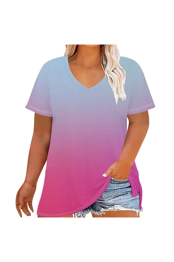 Womens Short Sleeve Tops, Womens V Neck Short Sleeve T Shirts Summer Tops 2026 Casual Loose Tees Now
