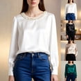 thumbnail image 1 of Womens Short Sleeve Tunic Top Satin French Pearl Neckline Elegant Blouse Summer Casual T Shirt Top Casual Blouses, 1 of 4