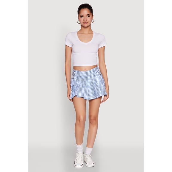 Womens Short Sleeve V Neck Crop Top