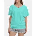 thumbnail image 1 of Womens Short Sleeve V Neck Dolman Tops with Side Shirring Loose Fit Shirts, 1 of 4