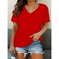 thumbnail image 1 of Womens Short Sleeve V Neck Dolman Tops with Side Shirring Loose Fit Shirts, 1 of 5