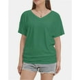 thumbnail image 1 of Womens Short Sleeve V Neck Dolman Tops with Side Shirring Loose Fit Shirts, 1 of 4