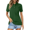thumbnail image 1 of Womens Short Sleeve V Neck Polo Shirts Spring Fall Stylish Collared Button Up Workout Tops Spring Fall Slim Fit Business Tops Blouse, 1 of 5