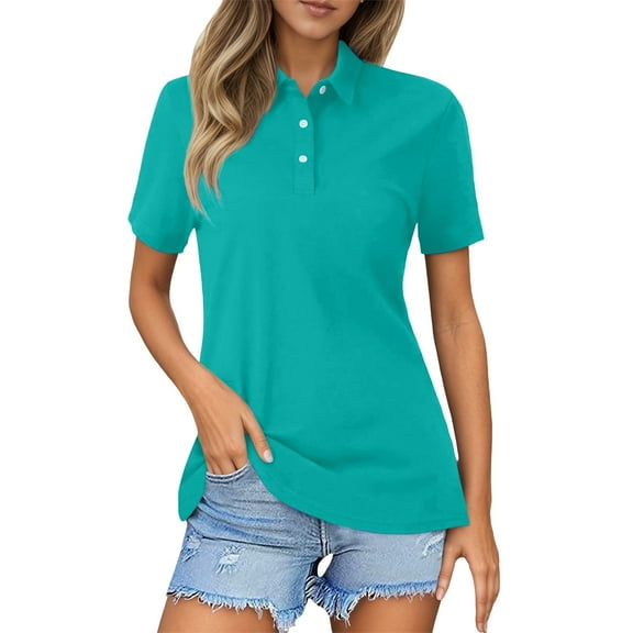 Womens Short Sleeve V Neck Polo Shirts Spring Fall Stylish Collared Button Up Workout Tops Spring Fall Slim Fit Business Tops Blouse