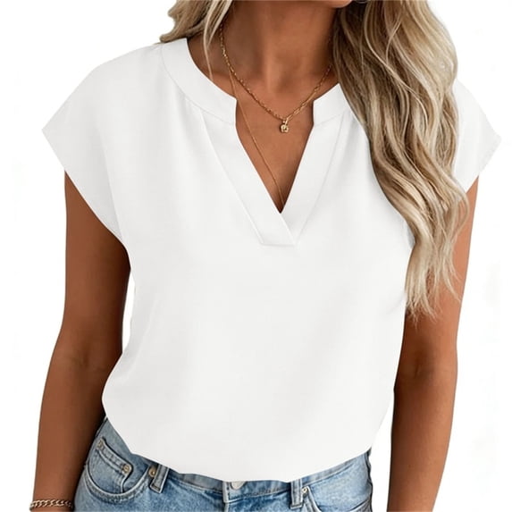 Womens Short Sleeve V Neck T Shirts Summer Tops Basic Tees Business Casual Blouses Trendy Fashion Tops