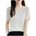 thumbnail image 1 of Womens Short Sleeve V Neck Tops Business Casual Lightweight Comfy Blouses Summer Fashion Outfits, 1 of 2