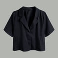 thumbnail image 1 of Womens Short Sleeve Work Office Blazer Jacket Lapel Neck Button Down Cropped Shirt Suit Blouses 2026 Trendy Blouse 2026 Spring Summer Limited-time offer, 1 of 3