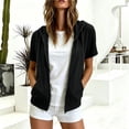 thumbnail image 1 of Womens Short Sleeve Zip Up Hoodies Lightweight Slim Fit Drawstring Comfort Sweatshirts Summer Casual Fashion Clothes, S-2XL, 1 of 6