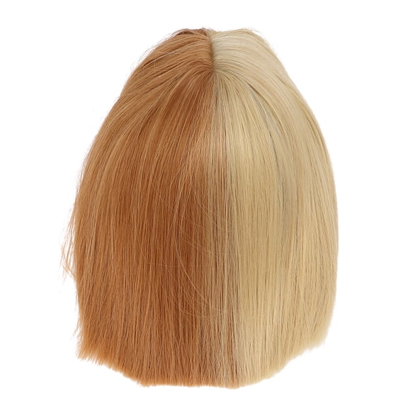Womens Short Straight Wig with Bangs Light Brown Dark Brown Synthetic Hair Cap for Halloween Cosplay Party