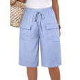 thumbnail image 1 of Womens Short Style with Pockets Casual Shorts for Women Summer Relaxed Fit Five Point Length Lavender Purple S, 1 of 6