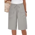 thumbnail image 1 of Womens Short Style with Pockets Casual Shorts for Women Summer Relaxed Fit Five Point Length Light Gray XL, 1 of 6