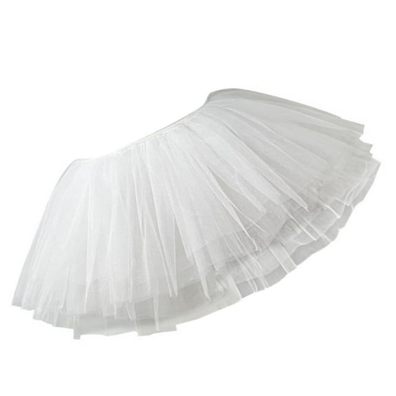 Womens Short Tulle Skirt 1950s 6 Layer 28cm Tutus Pleated Skirts Petticoat Crinoline Hoopless Short Length Underskirt