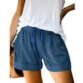 thumbnail image 1 of Womens Shorts 2024 Comfy Drawstring Elastic Waist Shorts Summer Casual Loose Solid Mid Rise Sports Short Pants with Pockets on Clearance Blue_XL, 1 of 6