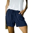 thumbnail image 1 of Womens Shorts 2024 Comfy Drawstring Elastic Waist Shorts Summer Casual Loose Solid Mid Rise Sports Short Pants with Pockets on Clearance Navy_M, 1 of 6