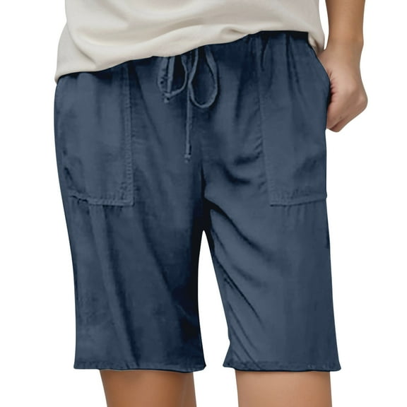 Womens Shorts 2025 Summer Casual Drawstring Wide Leg Cropped Pants Comfort Flowy Shorts S-5XL