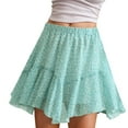 thumbnail image 1 of Womens Shorts 2025 Summer Low Rise Lace Mini Skirt Pleated Ruffle Skirt Flowy Asymmetrical Underskirt Fairy Half Skirt Casual Jean Shorts S-L, 1 of 8