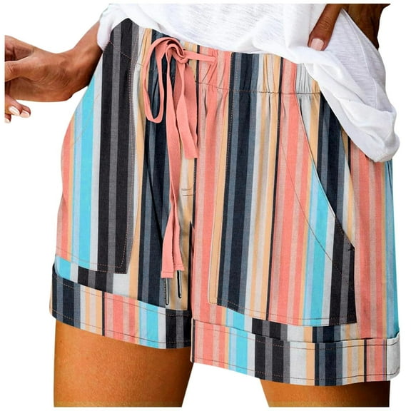 Womens Shorts 2025 Summer Plus Size Printing Beach Drawstring Loose Cute Vacation Trendy Clothes Casual Beach Shorts with Pockets S-5XL