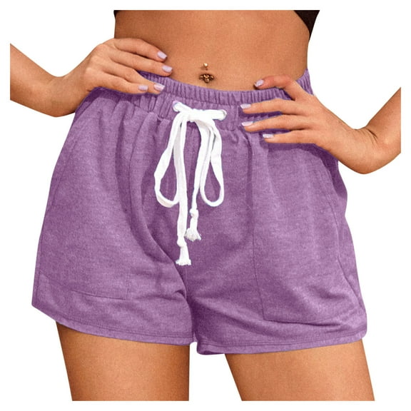 Womens Shorts 2025 Summer Solid High Waist Cotton Linen Pants Beach Casual Jean Shorts S-XL