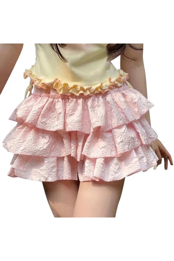 Womens Shorts 2025 Summer Wear Over A Small Amount Of Cake Layer Lace Base Trendy Casual Shorts S-L