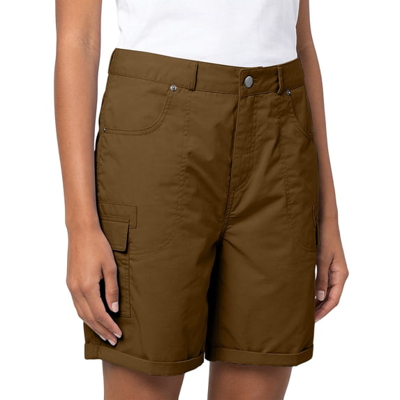 Womens Shorts 2054 JIANLAI Casual Cotton Linen Shorts Elastic Drawstring Summer Beach Vacation Shorts Pockets (S-4XL) Brown