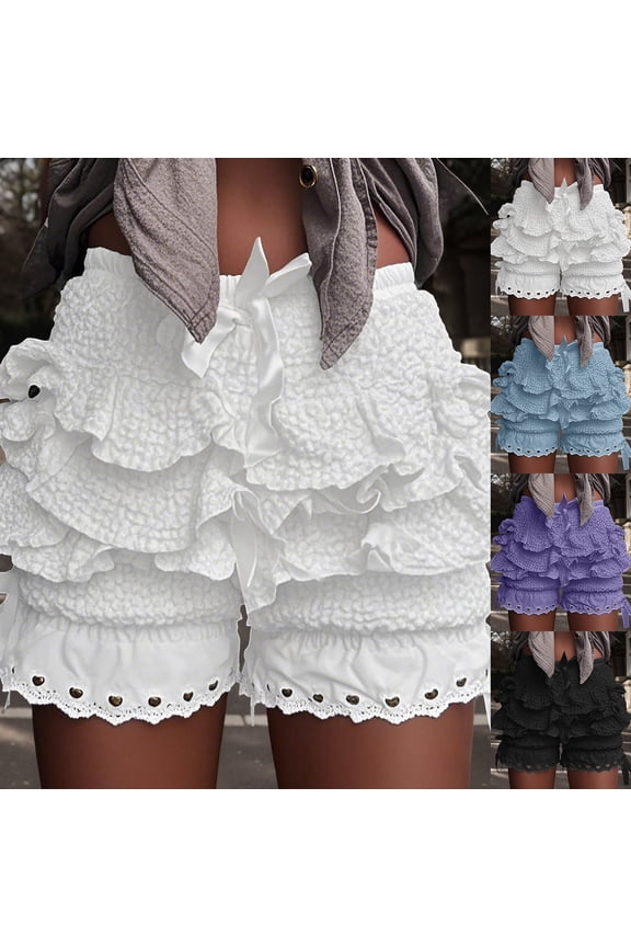 Womens Shorts Athletic Layered Cake Stacked Girls Sexy Fashion Shorts Black S