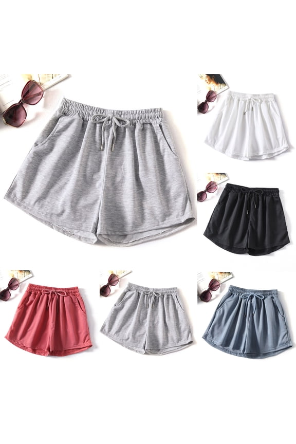 Womens Shorts Athletic Shorts,,Xunlbb Women's Fashionable PrintedSolid Color Thin And Loose Fitting Running And Fitness Can Be Worn Externally And Wide Leg Casual A-line Short ,Gray XL