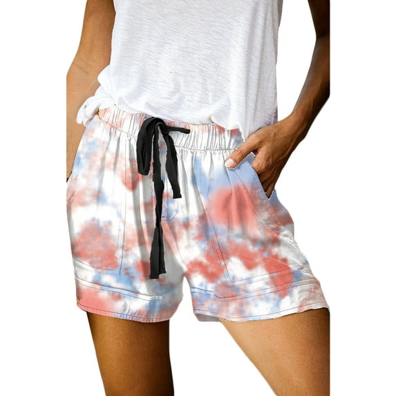 Womens Shorts Casual Drawstring Elastic Waist Summer Mini Pants with Pockets Ladies Beach Short Comfy Loose Short Pants Plus Size S-5XL