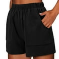 thumbnail image 1 of Womens Shorts Casual Elastic Waist Solid Color Ladies Comfy Lightweight Beach Vacation Trendy 2025 with Pockets S-2XL, 1 of 6