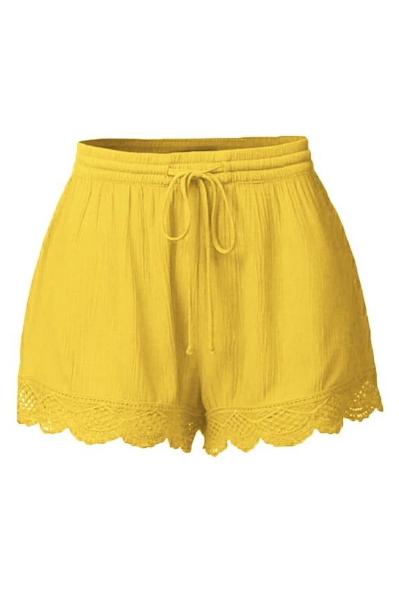 Womens Shorts Casual Sevevn Fashion Women Lace Plus Size Rope Tie Shorts Yoga Sport Pants Leggings Trousers